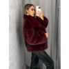 Vínový faux fur kožušinový kabát kožuch VIVIENE