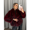 Vínový faux fur kožušinový kabát kožuch VIVIENE