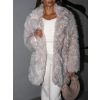 Béžový faux fur kožešinový kabát CAMTU (Veľkosť M/L)