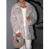 Béžový faux fur kožešinový kabát CAMTU (Veľkosť M/L)