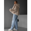 Béžový faux fur kožušinový kabát kožuch IBISA s kapucňou