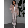 Béžový faux fur kožušinový kabát kožuch IBISA s kapucňou
