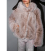 Béžový faux fur kožušinový kabát kožuch IBISA s kapucňou