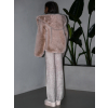 Béžový faux fur kožušinový kabát kožuch IBISA s kapucňou