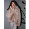 Béžový faux fur kožušinový kabát kožuch IBISA s kapucňou