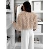 Béžový faux fur krátký kožešinový kabátek TUYEN (Veľkosť ONESIZE)