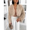 Béžový faux fur krátký kožešinový kabátek TUYEN (Veľkosť ONESIZE)