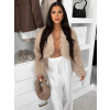 Béžový faux fur krátky kožušinový kabátik TUYEN