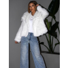 Biely faux fur kožušinový kabátik DUYAH