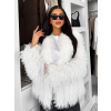 Biely faux fur kožušinový kabátik HIENO