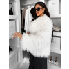 Biely faux fur kožušinový kabátik HIENO