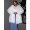 Bílý faux fur kožešinový kabátek KORTNY (Veľkosť ONESIZE)