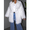 Bílý faux fur kožešinový kabátek KORTNY (Veľkosť ONESIZE)