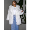 Bílý faux fur kožešinový kabátek KORTNY (Veľkosť ONESIZE)