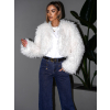 Bílý faux fur kožešinový kabátek TUYEN (Veľkosť ONESIZE)