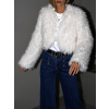 Bílý faux fur kožešinový kabátek TUYEN (Veľkosť ONESIZE)
