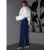 Bílý faux fur kožešinový kabátek TUYEN (Veľkosť ONESIZE)