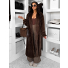 Hnedý faux fur dlhý kožušinový plyšový kabát MINHA