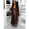 Hnědý faux fur dlouhý kožešinový plyšový kabát MINHA (Veľkosť ONESIZE)