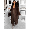 Hnedý faux fur dlhý kožušinový plyšový kabát MINHA