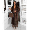 Hnedý faux fur dlhý kožušinový plyšový kabát MINHA