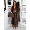 Hnědý faux fur dlouhý kožešinový plyšový kabát MINHA (Veľkosť ONESIZE)