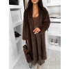 Hnedý faux fur dlhý kožušinový plyšový kabát MINHA