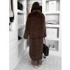 Hnědý faux fur dlouhý kožešinový plyšový kabát MINHA (Veľkosť ONESIZE)