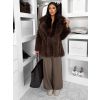 Hnědý faux fur kožešinový kabát CAMTU (Veľkosť M/L)