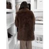 Hnědý faux fur kožešinový kabát CAMTU (Veľkosť M/L)