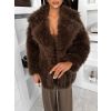 Hnědý faux fur kožešinový kabát CAMTU (Veľkosť M/L)