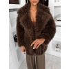 Hnědý faux fur kožešinový kabát CAMTU (Veľkosť M/L)
