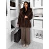 Hnědý faux fur kožešinový kabát CAMTU (Veľkosť M/L)