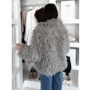 Šedý faux fur kožešinový kabátek HIENO (Veľkosť ONESIZE)