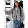 Šedý faux fur kožešinový kabátek HIENO (Veľkosť ONESIZE)