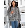 Šedý faux fur kožešinový kabátek HIENO (Veľkosť ONESIZE)