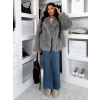 Šedý faux fur kožušinový kabátik HIENO
