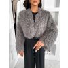 Šedý faux fur kožešinový kabátek TUYEN (Veľkosť ONESIZE)
