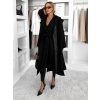 Čierny dlhý flaušový kabát KALDEM