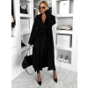 Čierny dlhý flaušový kabát KALDEM
