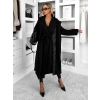 Čierny dlhý flaušový kabát KALDEM