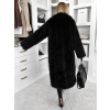 Čierny faux fur dlhý kožušinový kabát HOAIN