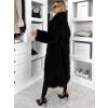 Černý faux fur dlouhý kožešinový kabát HOAIN (Veľkosť M/L)