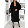 Čierny faux fur dlhý kožušinový kabát HOAIN