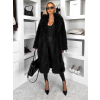 Čierny faux fur dlhý kožušinový kabát HOAIN