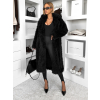 Čierny faux fur dlhý kožušinový kabát HOAIN