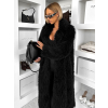 Čierny faux fur dlhý kožušinový kabát HOAIN