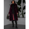 Vínový faux fur dlouhý kožešinový kabát HOAIN (Veľkosť M/L)