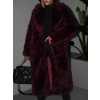Vínový faux fur dlouhý kožešinový kabát HOAIN (Veľkosť M/L)