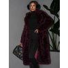 Vínový faux fur dlhý kožušinový kabát HOAIN